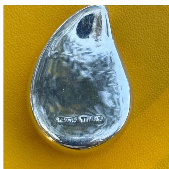 Teardrop Pendant Sterling Silver 925 Signed SU C Thailand - Picture 8 of 8